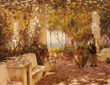 Fisher Horace A Peasant Girl On A Sunlit Veranda. , 