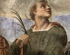 Raffaello - Stanze Vaticane - La Disputa (detail) [06]. Raffaello