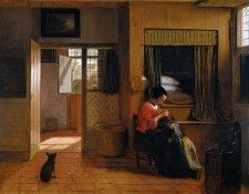    -   [Interior with a Mother delousing her childs hair known as A Mothers duty]. Hooch, Pieter De