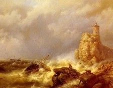 Koekkoek Hermanus A Shipwreck In Stormy Seas. Koekkoek, Hermanus