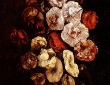 Courbet Gustave Hollyhocks In A Copper Bowl. , 