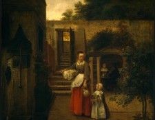HOOCH,DE WOMAN AND CHILD IN A COURTYARD, 1658-1660, NGW. Hooch, Pieter De