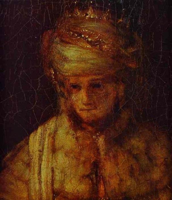 Rembrandt - Assuerus. Detail of Assuerus, Haman and Esther.    