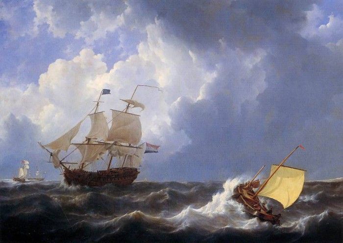 Schotel Johannes Christiaan Ship on choppy sea Sun . Schotel, 