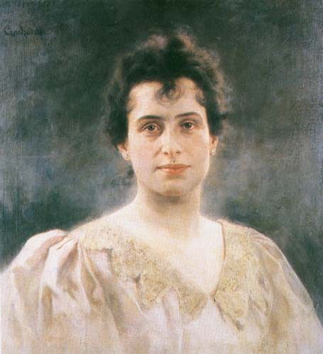 Portrait of a Woman in a Dress with Lacy Collar. Czachorski,   