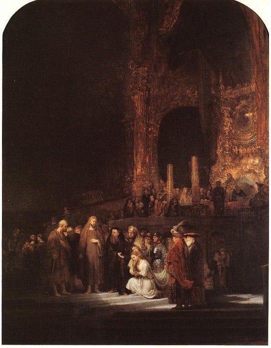 REMBRANDT CHRIST AND THE ADULTERESS 1644 NG LONDON.    
