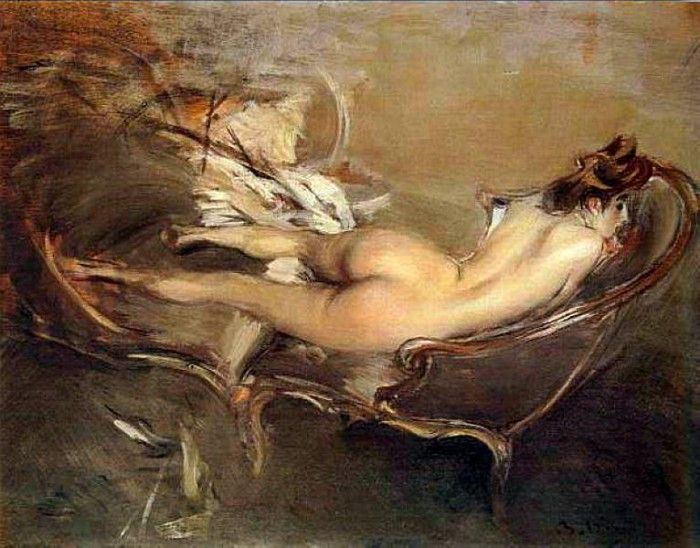 A Reclining Nude on a Day Bed. Boldini, 