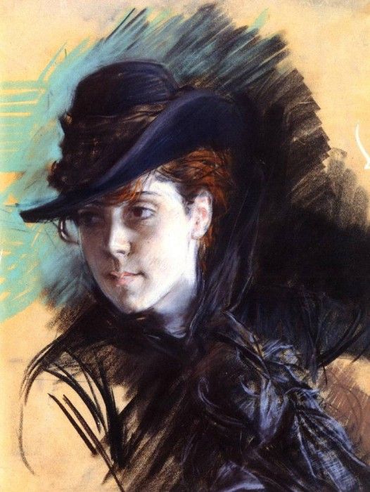 Boldini Giovanni Girl In A Black Hat. Boldini, 