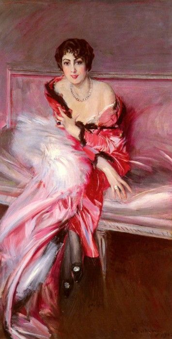 Portrait Of Madame Juillard In Red 1912. Boldini, 