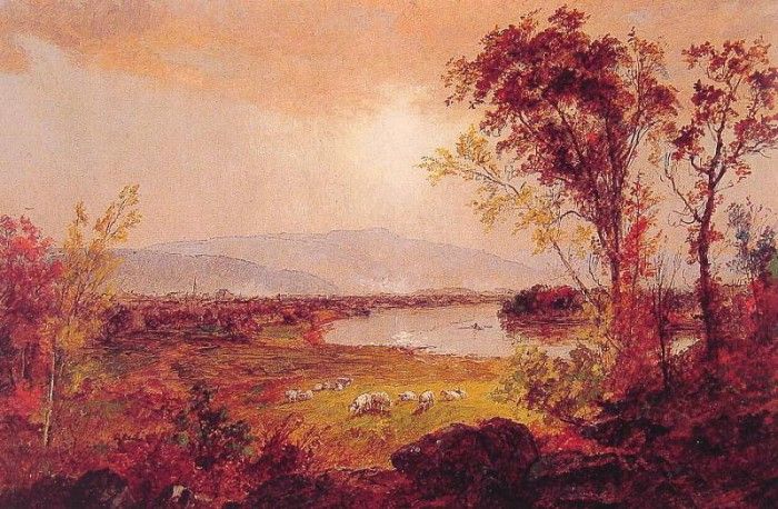A Bend in the River. Cropsey, Jasper Francis