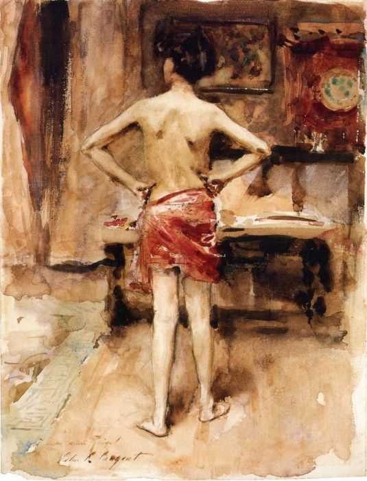 Sargent John Singer The Model Interior with Standing Figure. ,  