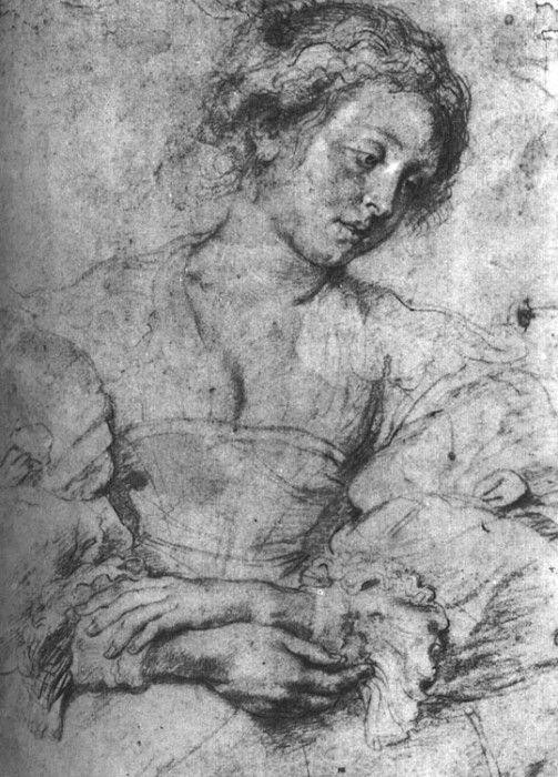 Rubens Portrait of a Young Woman Chalk. ,  