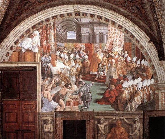 Raffaello - Stanze Vaticane - The Coronation of Charlemagne. Raffaello