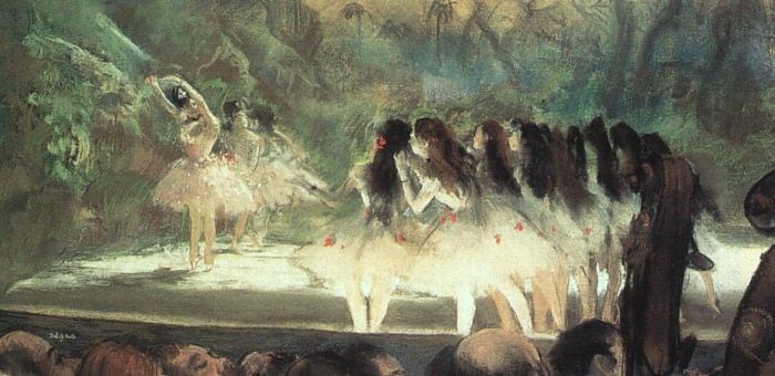 Degas Ballet at the Paris Opera, 1877- 78, pastel over monot. , --