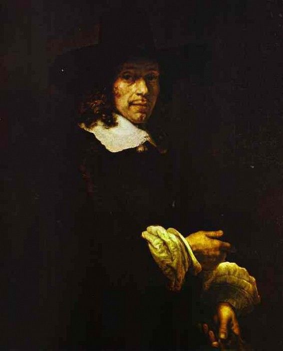 Rembrandt - Portrait of a Gentleman with a Tall Hat and Gloves.    