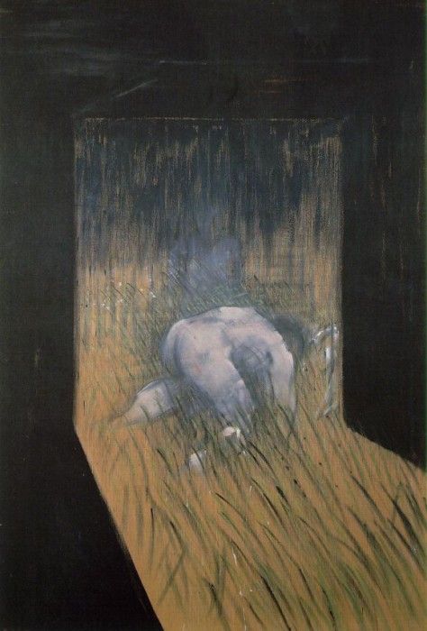 Bacon Man kneeling in grass, 1952, 198 x 137 cm, Private. , 