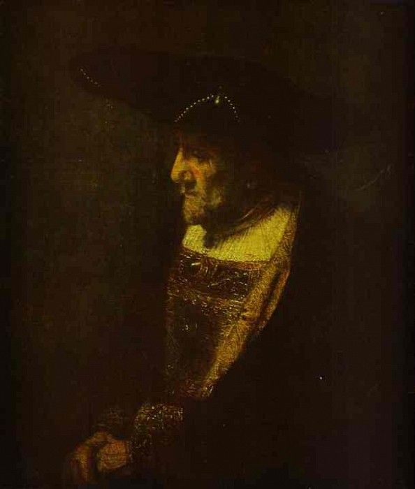 Rembrandt - Portrait of a Man in the Hat Decorated with Pearls.    