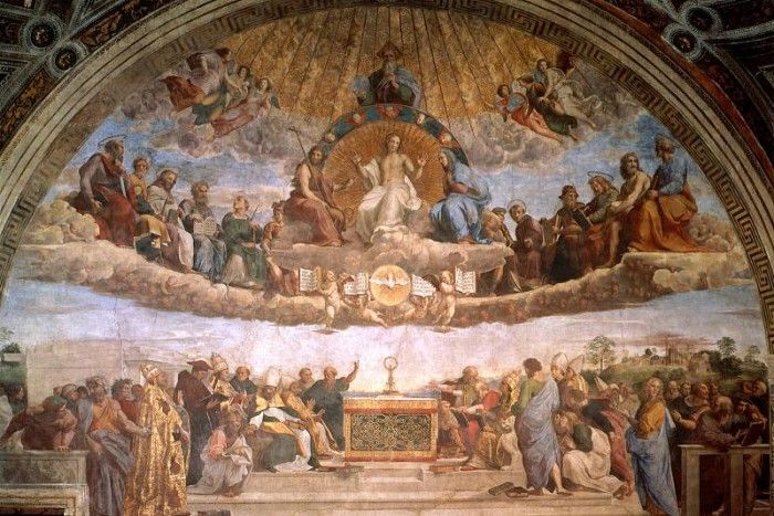 The Dispute of the Holy Sacrament, Raphael, 1511 - 1600x1200. 