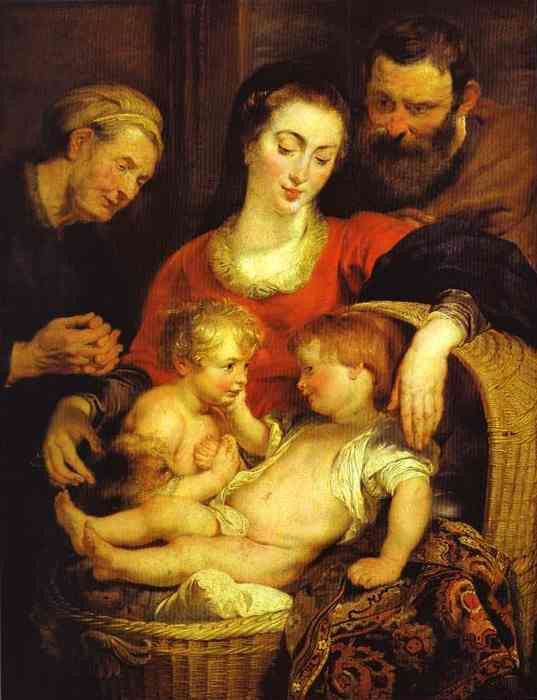 Peter Paul Rubens - Holy Family with St. Elizabeth (Madonna of the Basket). ,  