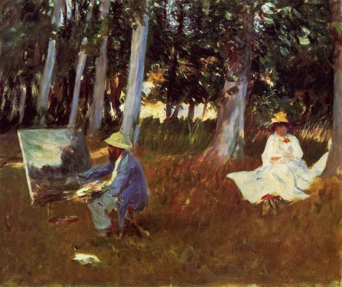 Sargent John Singer Claude Monet Painting by the Edge of a Wood. ,  
