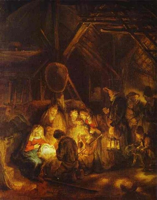 Rembrandt - Adoration of the Shepherds.    