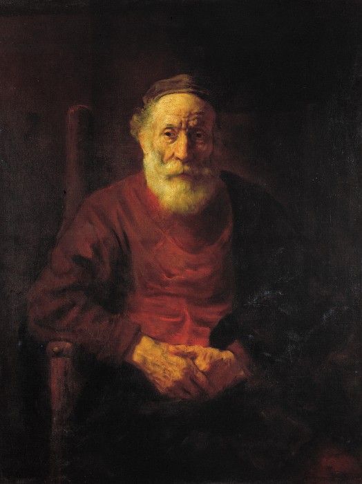 Rembrandt Portrait of an Old Man in Red, Circa 1652-54(1651 .    