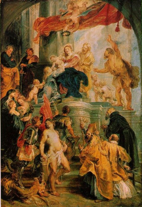 Rubens Virgin and child enthroned with saints c.1627-28, Ske. ,  