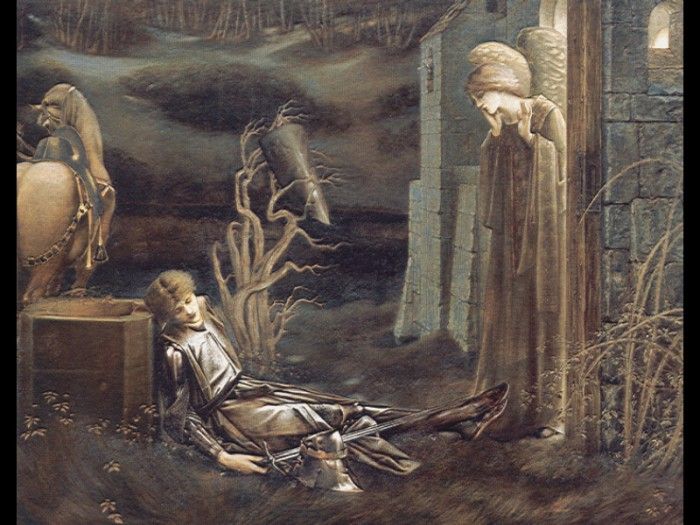 The Dream of Launcelot at the Chapel of the San Graal. -   