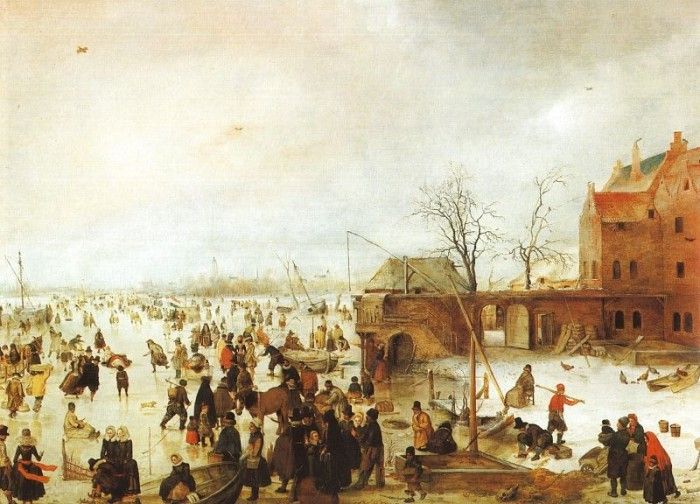 AVERCAMP - A SCENE ON THE ICE NEAR A TOWN, 1610, OIL ON PANEL. Avercamp, 