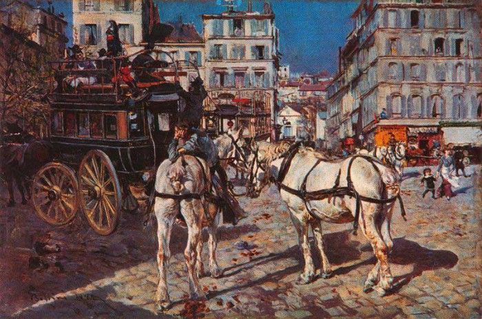 Bus on the Pigalle Place in Paris. Boldini, 
