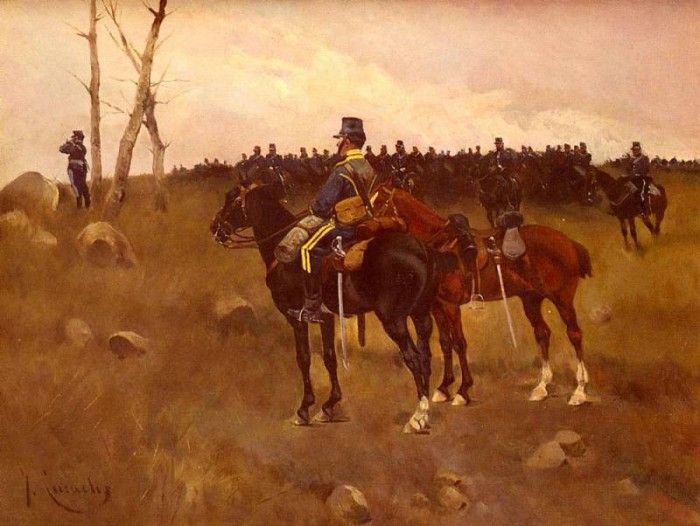 Cusachs Jose Cusachs y Soldiers On Horseback. Cusachs  Cusachs Y