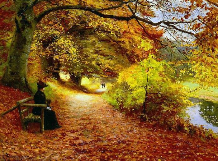 Brendekilde Hans Anderson Wooded path in autumn Sun. Brendekilde, 