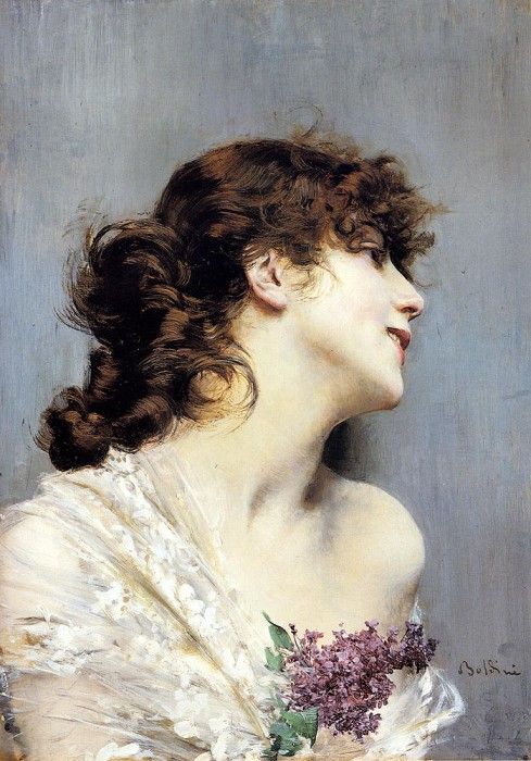 Boldini Giovanni Profile Of A Young Woman. Boldini, 