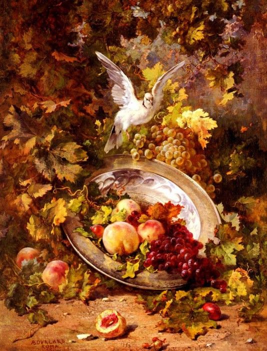 Bourlard Antoine Peaches And Grapes With A Dove. Bourland, 