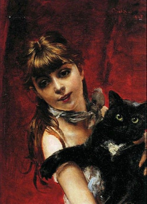 Bambina con il Gatto Nero in Braccio 1885. Boldini, 