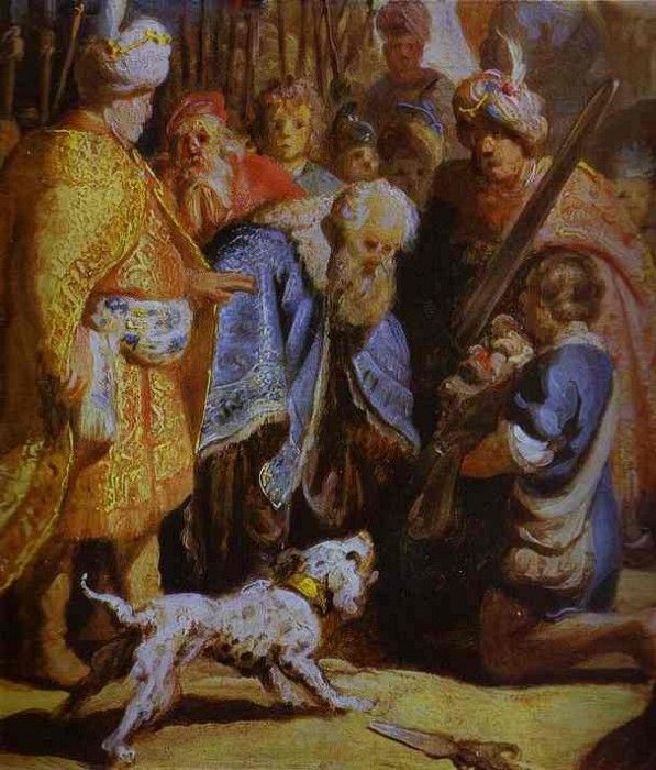 Rembrandt - David Presenting the Head of Goliath to King Saul.    