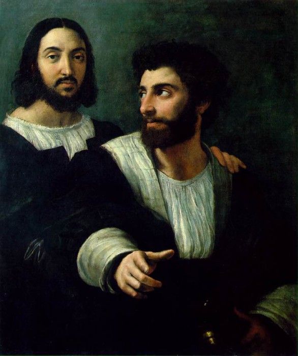 Raffaello Portrait of the Artist with a Friend, traditionall. 