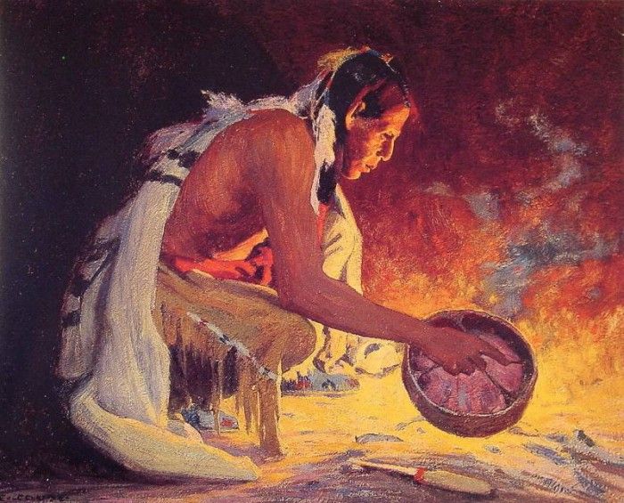 Indian by Firelight. Couse,  E