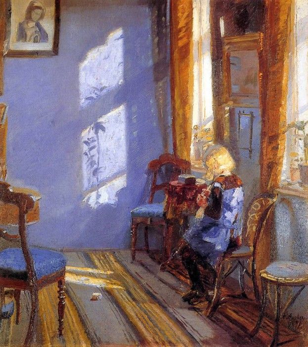Ancher Anna Sunlight in the blue room Sun. Ancher, 