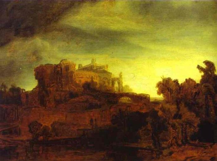 Rembrandt - Landscape with a Castle.    