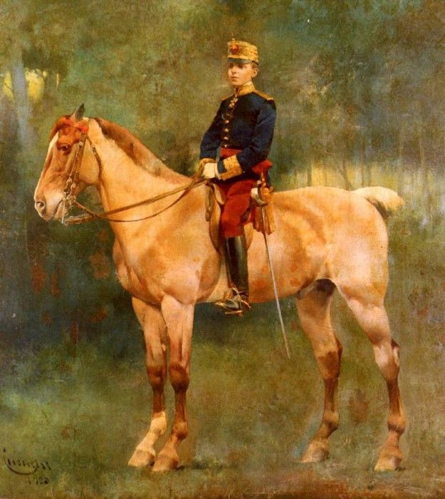 Cusachs Jose Cusachs y A Portrait Of Alfonso III On Horseback. Cusachs  Cusachs Y