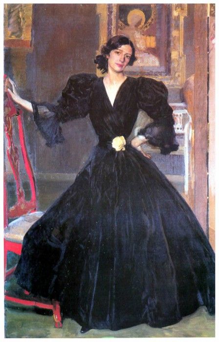 ls Sorolla 1906 Clotilde con traje negro.  Sorolla