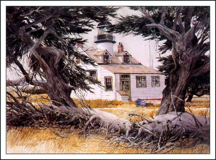 bs-ahp- Gerald F Brommer- Lighthouse At Pacific Grove. Brommer,  F