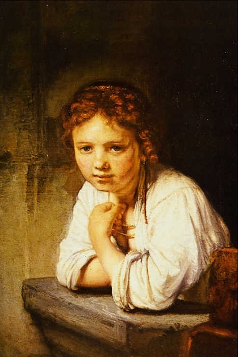 Rembrandt - A Young Girl Leaning on a Window-Sill.    