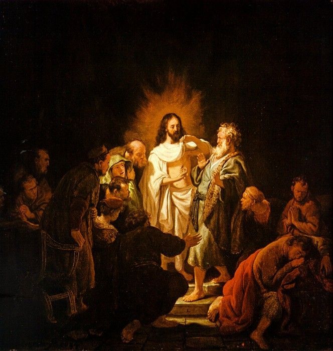 REMBRANDT THE INCREDULITY OF ST THOMAS 1634 PUSJKIN MUSEUM M.    