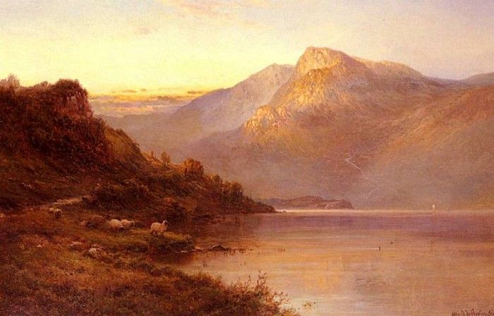 Breanski Alfred de Sunset On The Loch. Breanski,  