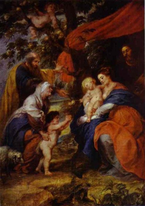 Peter Paul Rubens - The St. Ildefonso Altar (outer wings). The Holy Family under the Apple-Tree. ,  
