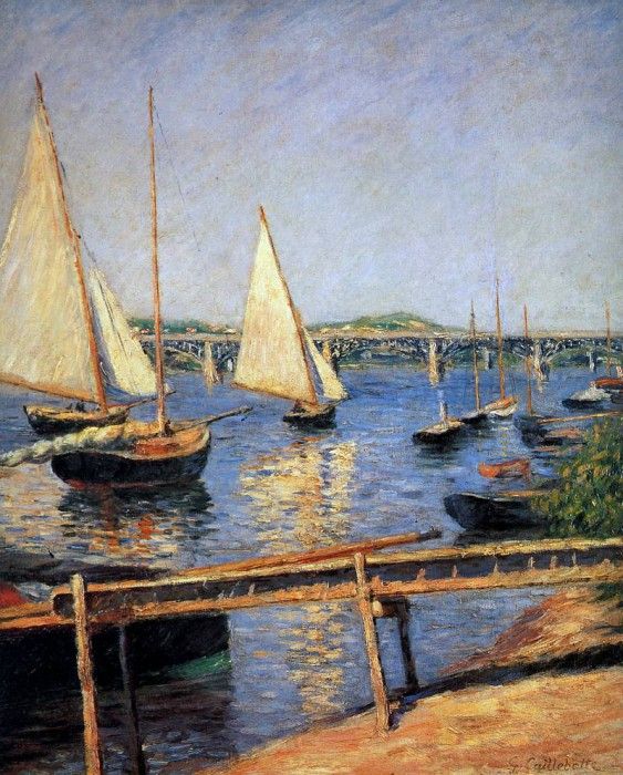 Caillebotte Gustave Sailing boats at Argentueil Sun. , 