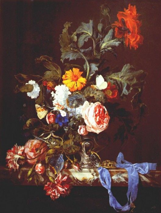 aelst vase of flowers with pocket watch 1663. Aelst,  