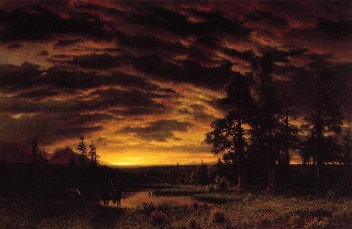 Bierstadt Albert Evening on the Prarie. , 